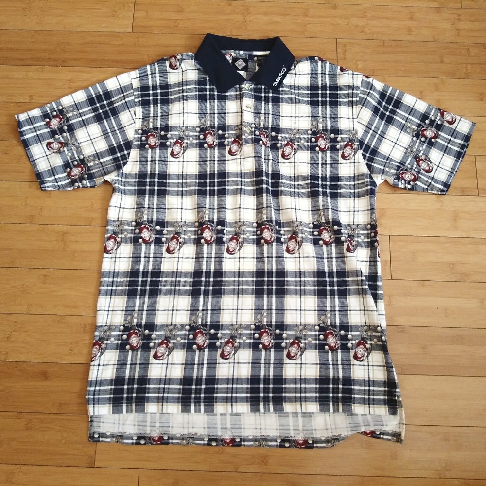 Tabasco Tour Style Collar Print XL Golf Polo Rare